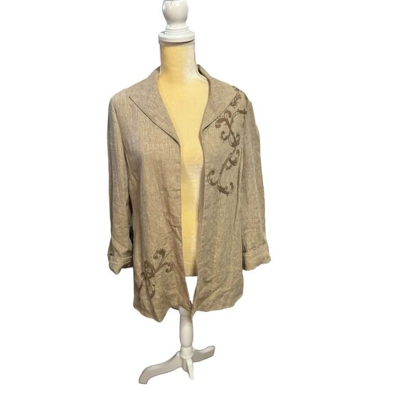 Coldwater Creek Embroidered Lined‎ Jacket Tan size 8 - Picture 1 of 7